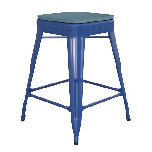 Emma and Oliver Backless Metal Indoor-Outdoor Stool with All-Weather Polystyrene Seat - image 1 of 4