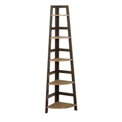 64.25" 5 Tier Lana Corner Ladder Shelf Natural - Buylateral: MDF, Metal Frame, Space-Saving