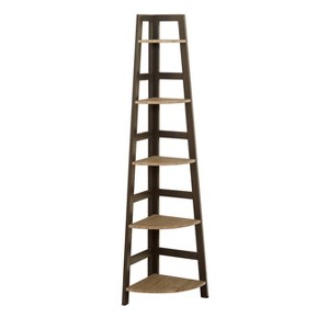 64.25" 5 Tier Lana Corner Ladder Shelf Natural - Buylateral: MDF, Metal Frame, Space-Saving - 1 of 3