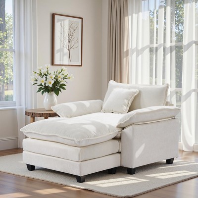 Busaurus Oversized Chenille Accent Chair with Ottoman