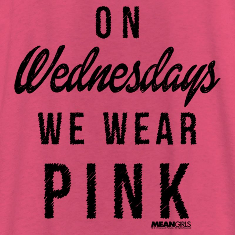 Women's Mean Girls On Wednesdays We Wear Pink Black Racerback Tank Top, 2 of 5