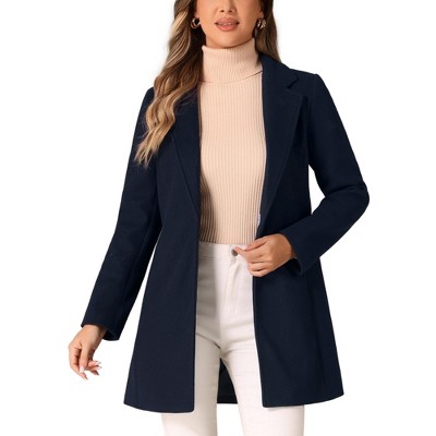 INSPIRE CHIC Women's Regular Fit Notched Lapel Long Sleeve Buttoned Classic Coat