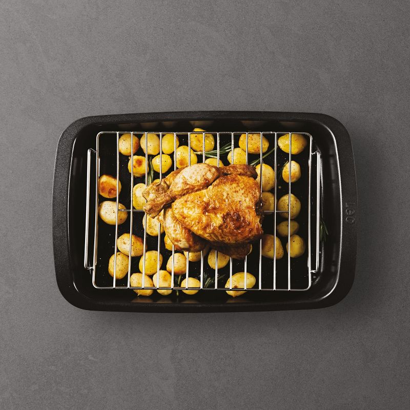 BergHOFF Graphite Non-stick Recycled Cast Aluminum Roaster with Removable Rack 16.5" X 11" X 2.75", 2 of 11