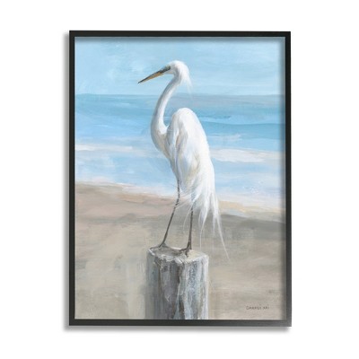 Stupell Industries Egret Coastal Landscape Framed Giclee Art
