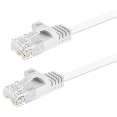 Monoprice Cat6 50 Feet White Flat Patch Cable, UTP, 30AWG, 550MHz, Pure Bare Copper, Snagless RJ45, Flexboot Series Ethernet Cable - image 1 of 4