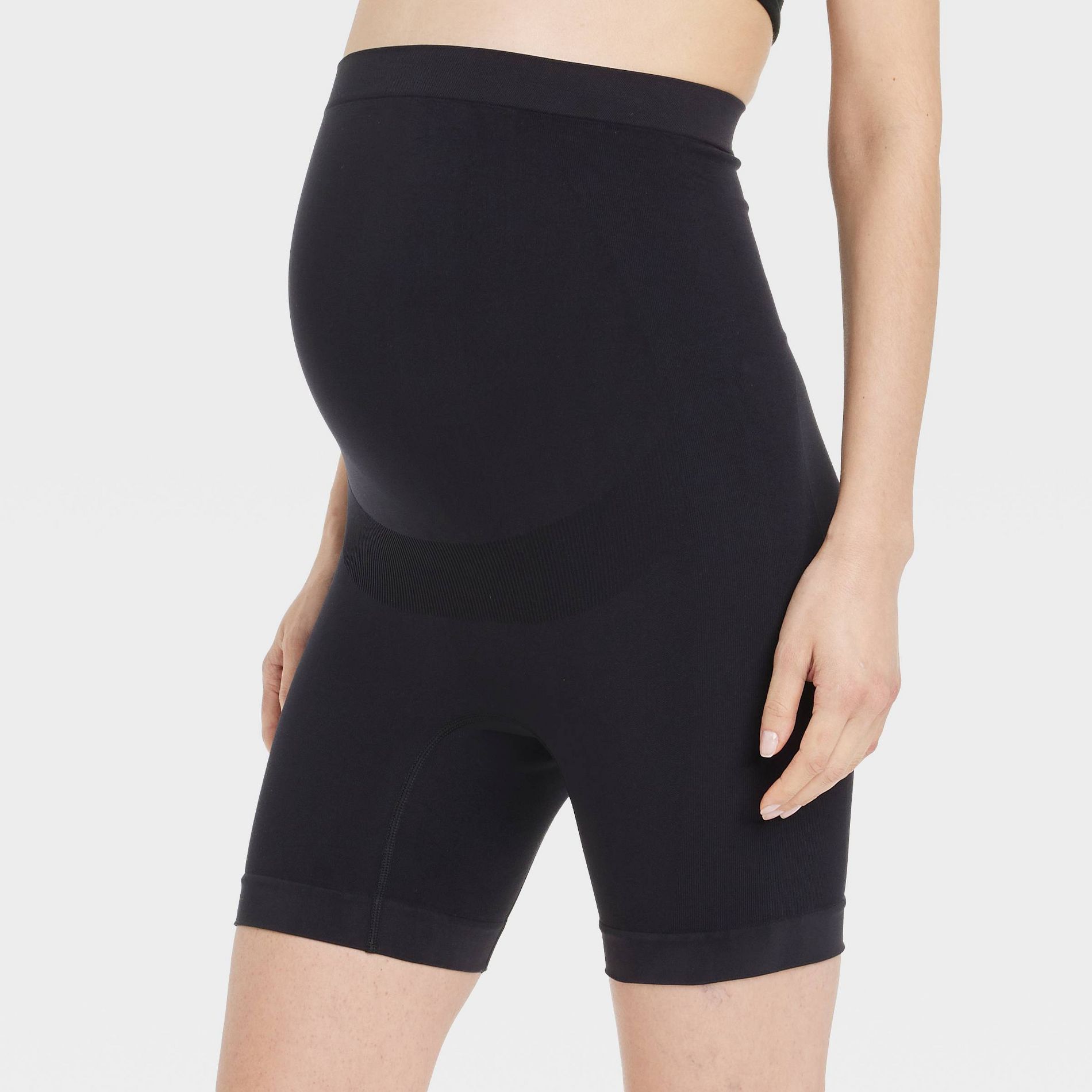 Shapewear Bike Shorts Maternity - Isabel Maternity by Ingrid & Isabel™ Black L: Over Belly Seamless Shorts