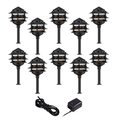 John Timberland Pagoda Black 12-Piece Outdoor LED Landscape Lighting Set