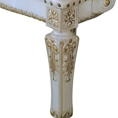 Vendome White Leather Executive Chair with Antique Gold Detailing