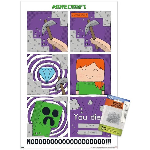 Trends International Minecraft - Simple Comic Alex Creeper Unframed Wall  Poster Print Clear Push Pins Bundle 14.725 x 22.375