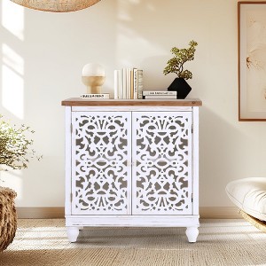 Captiva Designs Distressed Hollow-carved Accent Storage Sideboard Buffet Cabinet with Solid Wood Legs for Living Room Entryway Foyer - 1 of 4