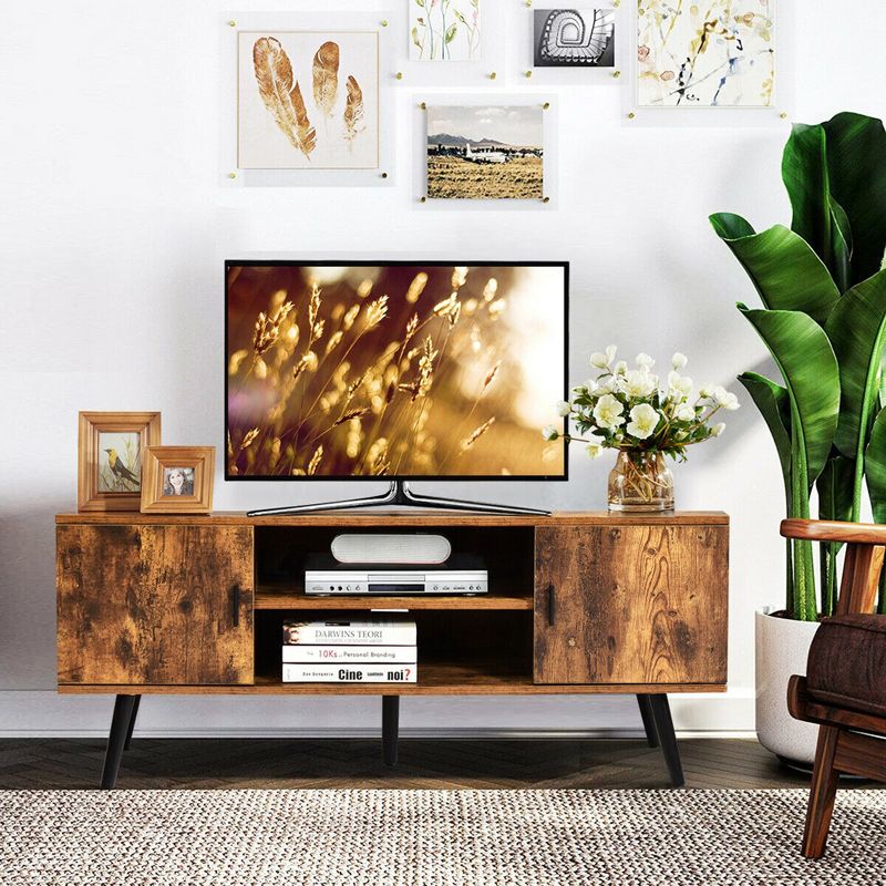 Costway Industrial TV Stand Entertainment Center for TV's Up to 55" w/ Storage Cabinets, 2 of 11