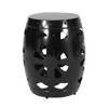 XIYUYEU Barrel-Shaped Patio End Table, Outdoor End Tables for Patio, Iron-cut Outdoor Side Table with Floral-inspired Pattern and Studded Trims - 2 of 4