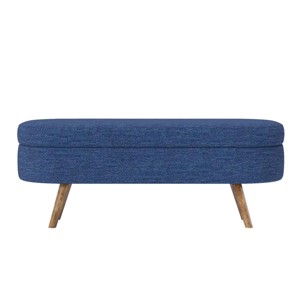 GlasFlength Ottomans and Benches Oval Storage Bench with Rubber Wood Legs Simple Fashion Design for Living Room and Bedroom, Blue, 44.1"*16.15"*9.5" - 1 of 4
