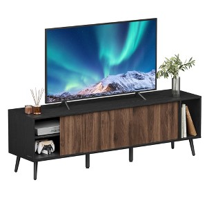SONGMICS HOME Superfast Toolless Assembly, TV Stand for TVs up to 72 Inches, TV Cabinet, Entertainment Center, Natural Walnut and Ebony Black - 1 of 4