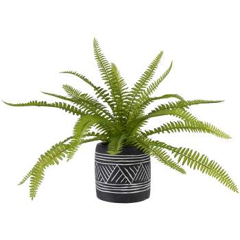 Northlight Real Touch™ Artificial Boston Fern Plant in Aztec Pattern Ceramic Pot - 12"