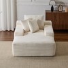 Oversized Chaise Lounge Sofa, Plush Corduroy Upholstered Sleeper Sofa Daybed with 3 Throw Pillows and Wide Armrest for Living Room - 2 of 4