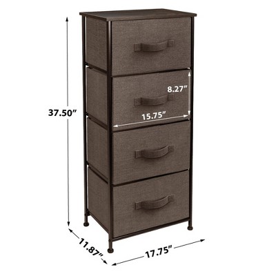 Sorbus Brown 4-Drawer Chest with Steel Frame and Fabric Bins