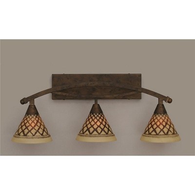 Toltec Lighting Bow 3 - Light Vanity in  Bronze with 7'' Chocolate Icing Shade