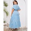 BLUEMING Summer Maxi Dress for Plus Size Women Tie Wasit Surplice Dress Flutter Sleeve A-Line Dress - 2 of 4