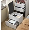 (48CM) 3 in 1 Vanity Desk with Plip Top Mirror,Small Make Up Vanity Set with Visible Glass Desktop,Compact Makeup Vanity with 3 Drawers - 2 of 4