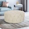 Tufted Velvet Round Ottoman with Padded Seat for Living Room Comfort – 40" Wide Modern Seating Bench -3irtyhousy - 2 of 4
