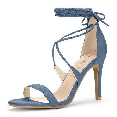 Allegra K Women's Solid Open Toe Lace Up Stiletto Sandals