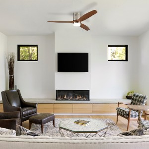 TOBILI 52 Inch Ceiling Fan with Light,3 Light Walnut Solid Wood Blades,6-speed Reversible for Living Room,Bed Room,Dining Room - 1 of 4