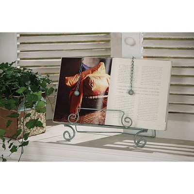 Aqua Vintage Metal Cookbook Holder with Page Weights