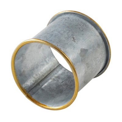 Saro Lifestyle Galvanized And Gold Rim Design Napkin Rings (Set of 4) Silver