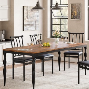 Rectangular Dining Table for 6, 78.8 Inch Rustic Farmhouse Kitchen Table with Large Tabletop, Long Wooden Dining Room Table with Heavy Duty Legs - 1 of 4
