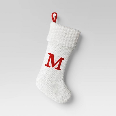 Knit Monogram Christmas Stocking White M -  Wondershop™: Festive Knit Fabric, 20"; Hang Loop