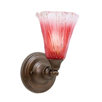 Toltec Lighting Any 1 - Light Sconce in  Bronze with 5.5" Fluted Raspberry Crystal Shade