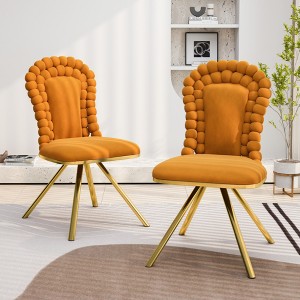KIGFTSOD Set of 2 Velvet Dining Chairs - Gold Metal Legs, 360° Swivel, Upholstered Accent Chairs for Living, Dining & Kitchen - 1 of 4