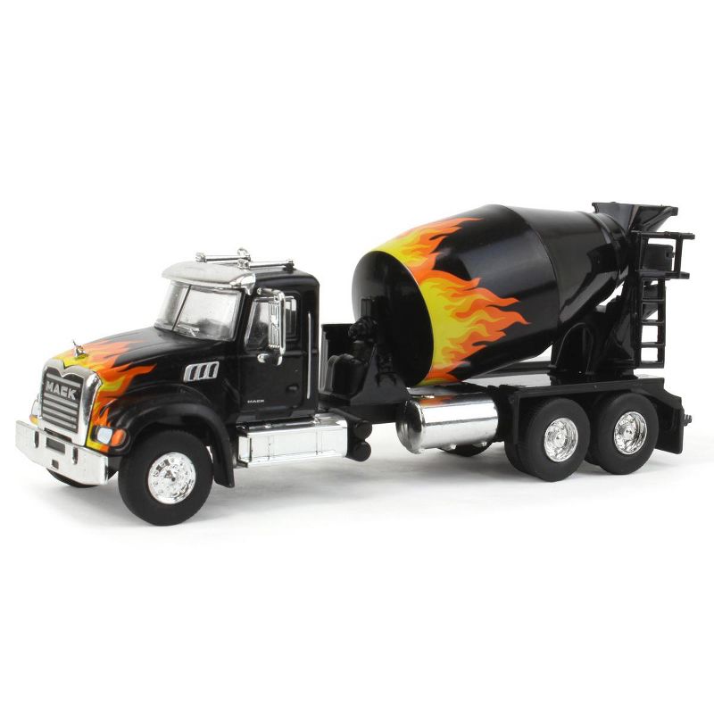 1/64 2019 Mack Granite Cement Mixer, Black with Flames, SD Series 18 Greenlight, 1 of 6