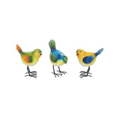 Transpac Resin Bright Colorful Standing Bird Figurines Set of 3 Home Decorations Tabletop Mantel