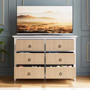 Jojoka 6-Drawer Dresser with Wavy Front, 47" Wide Modern Wood Storage Chest with Metal Handles for Bedroom, Living Room, or Hallway - 1 of 4