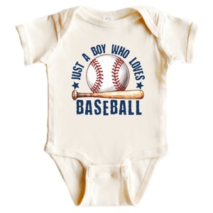 The Juniper Shop Just A Boy Who Loves Baseball Baby Short Sleeve Bodysuit - 1 of 4