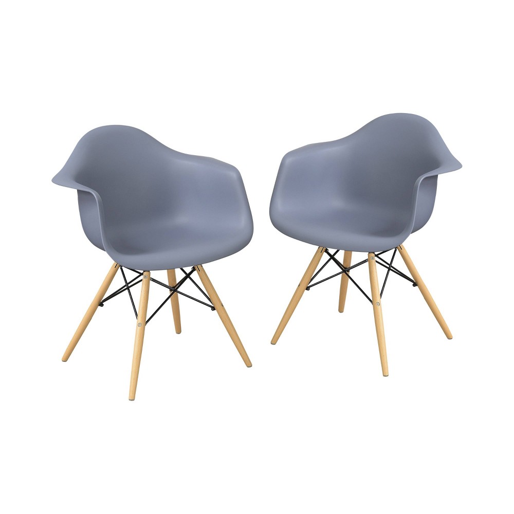 24/7 Shop At Home Harlan Accent Chairs: Set of 2, Eiffel-Style Base, Wood Legs, Gray