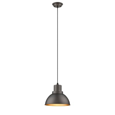 Chloe Lighting Ironclad Industrial-Style 1 Light Rubbed Bronze Ceiling Mini Pendant 8" Wide