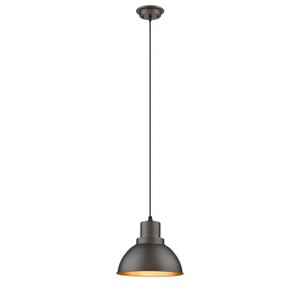 Chloe Lighting Ironclad Industrial-Style 1 Light Rubbed Bronze Ceiling Mini Pendant 8" Wide - 1 of 3