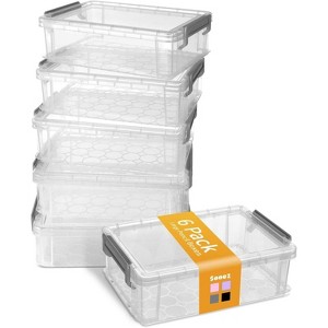 Paaaawaters 6 Pack Extra Large Pencil Box, Plastic Pencil Case Crayon Box, Clear Marker Organizer Plastic Containers with Lid - 1 of 4