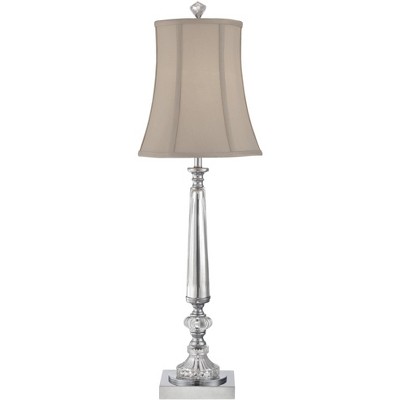 Vienna Full Spectrum Traditional Console Table Lamp Clear Crystal Taupe Bell Shade for Living Room Family Bedroom Bedside