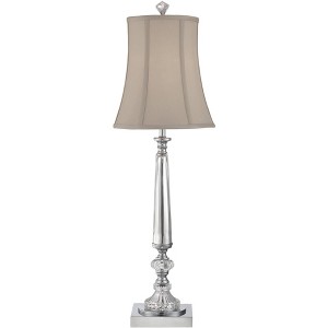 Vienna Full Spectrum Belardo Traditional Buffet Table Lamp 32" Tall Clear Crystal Taupe Bell Shade for Bedroom Living Room Bedside Nightstand Office - 1 of 4