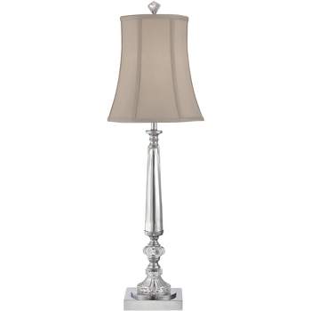 Vienna Full Spectrum Belardo Traditional Buffet Table Lamp 32" Tall Clear Crystal Taupe Bell Shade for Bedroom Living Room Bedside Nightstand Office