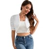 Women Puff Short Sleeve Bolero Shrug Summer Open Front Cropped Cardigan - 2 of 4