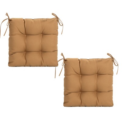 ARTPLANT Outdoor Dinning Seat Pads Cushions with Tie 19"x19"x4",Square Wicker Outdoor Tufted Chair Cushion,Set of 2