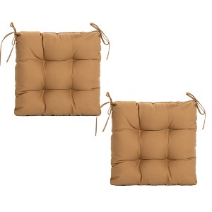ARTPLANT Outdoor Dinning Seat Pads Cushions with Tie 19"x19"x4",Square Wicker Outdoor Tufted Chair Cushion,Set of 2 - 1 of 4