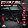 MTX TNE212D 12" 1200 Watt 4 Ohm Dual Loaded Car Audio Subwoofer Package with Sub Enclosure, Boss 1100W Mono A/B Amplifier, Wiring Kit and Capacitor - 2 of 4