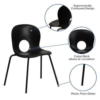 Versatile Black Plastic Contoured Cafe Chair with Stacking Design