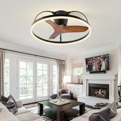 24" Solid Wood Blade Ceiling Fan with Light, Remote, and Adjustable Wind Speed for Bedroom or Living Room – The Pop Home